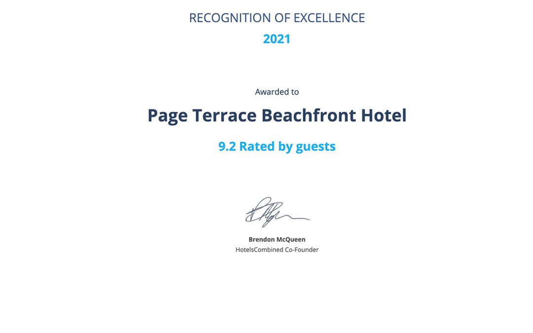 Page Terrace is Proud to Receive the 2021 HotelsCombined Recognition of Excellence Award